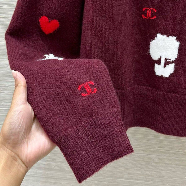 Свитер Chanel женский вязаная ткань бордовый 169583-2