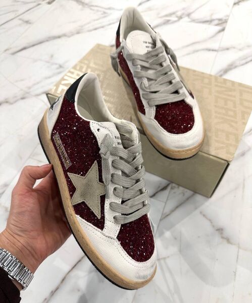 Кеды Golden Goose женский кожа бордовый 188947