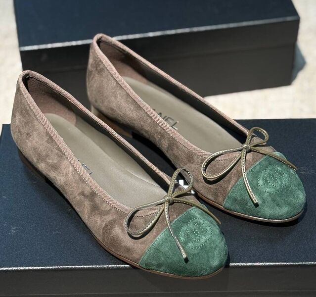 Балетки Chanel женский замша графитовый 195199