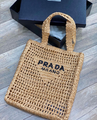 Сумка Prada женский вязаная ткань бежевый 77160-2