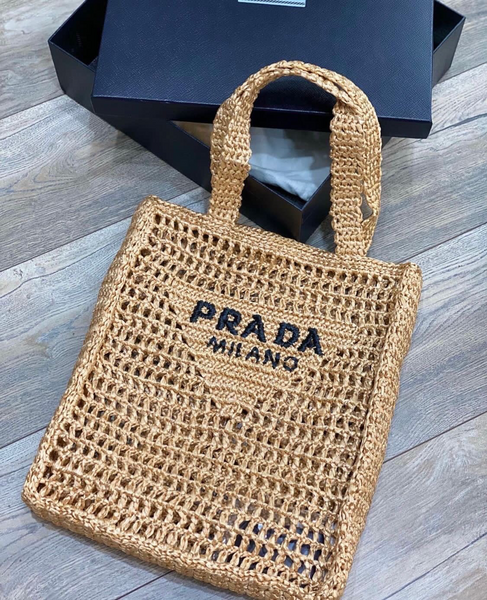 Сумка Prada женский вязаная ткань бежевый 77160-2