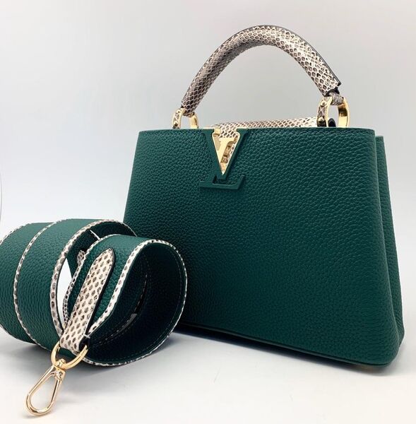 Сумка Louis Vuitton Capucines женский кожа болотный 76620