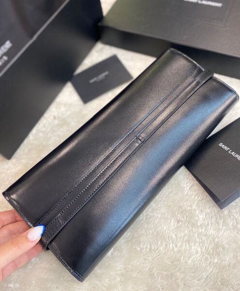 Клатч Saint Laurent Manhattan женский кожа черный 97067-3