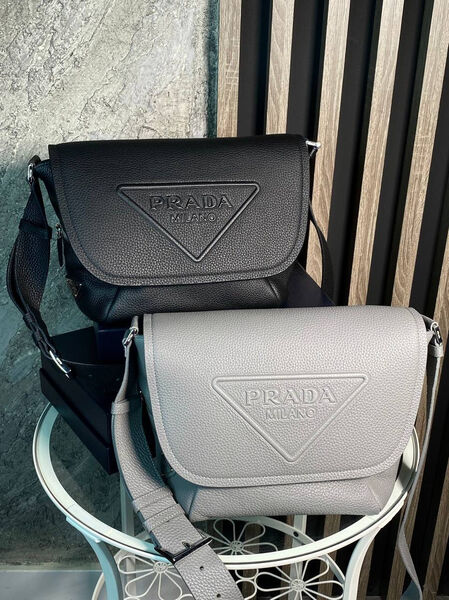 Мужская сумка мессенджер Prada мужской кожа графитовый 155336-6