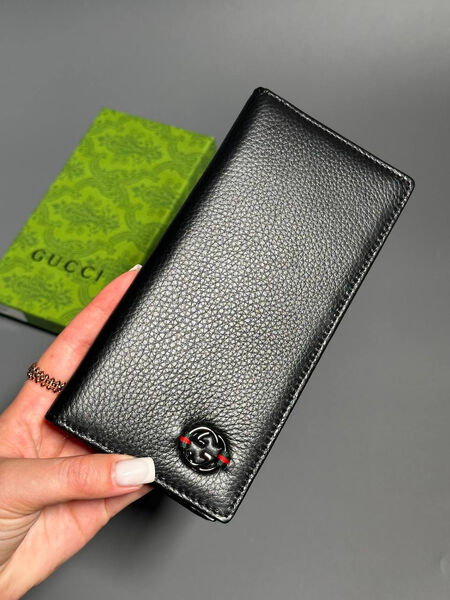 Мужской портмоне Gucci мужской кожа черный 154018-3