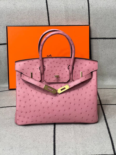 Сумка Hermès Birkin 30 Ostrich Terre Cuite Hardware женский кожа розовый 122723-5