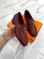 Лоферы Hermès женский кожа бордовый 188995-2