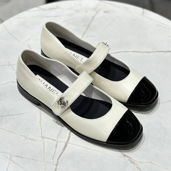 Балетки Chanel женский кожа белый 148233-2
