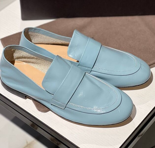 Лоферы Bottega Veneta женский кожа бирюзовый 113844