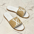 Шлепки Louis Vuitton женский кожа бежевый 155695-2