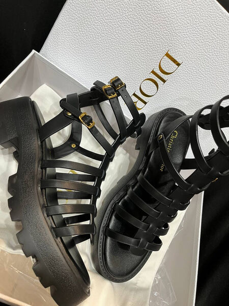 Босоножки Christian Dior женский кожа черный 155617-2