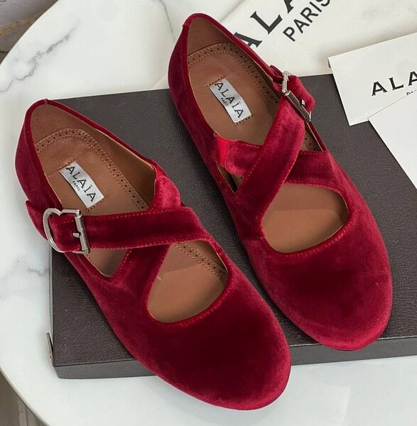Балетки Alaïa женский бордовый 180916