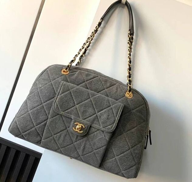 Сумка Chanel женский текстиль графитовый 169076