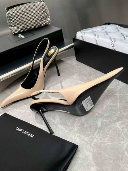 Женские туфли Saint Laurent женский кожа бежевый v9732678-1-5