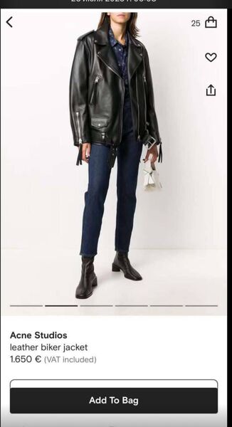 Куртка Acne Studios женский кожа черный 141607-5