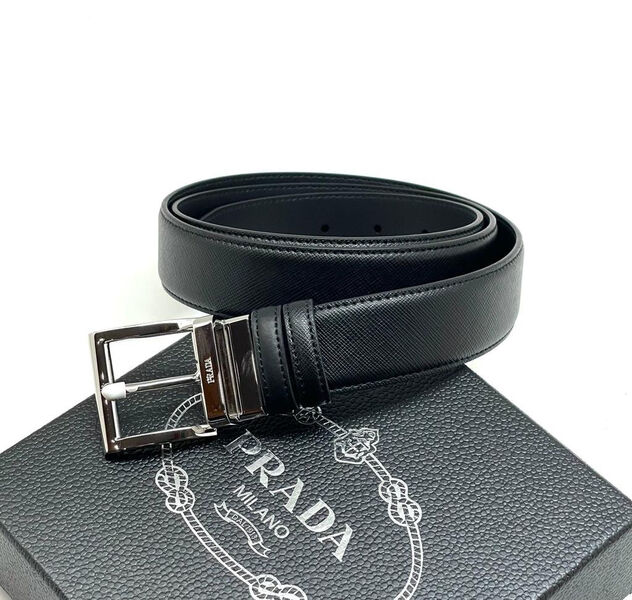 Мужской ремень Prada мужской кожа черный 53000-2