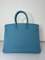 Сумка Hermès Birkin 35 ручная работа женский кожа бирюзовый 75378-3