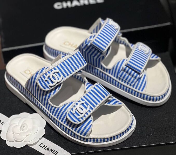 Шлепки Chanel женский текстиль бирюзовый 151177