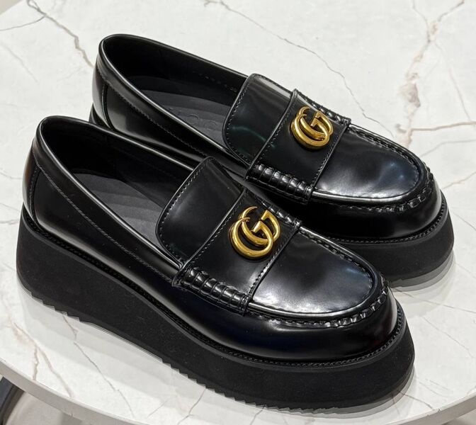 Лоферы Gucci женский кожа черный 173765