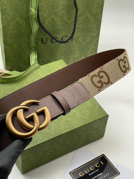 Мужской ремень Gucci мужской кожа бежевый 115844-3