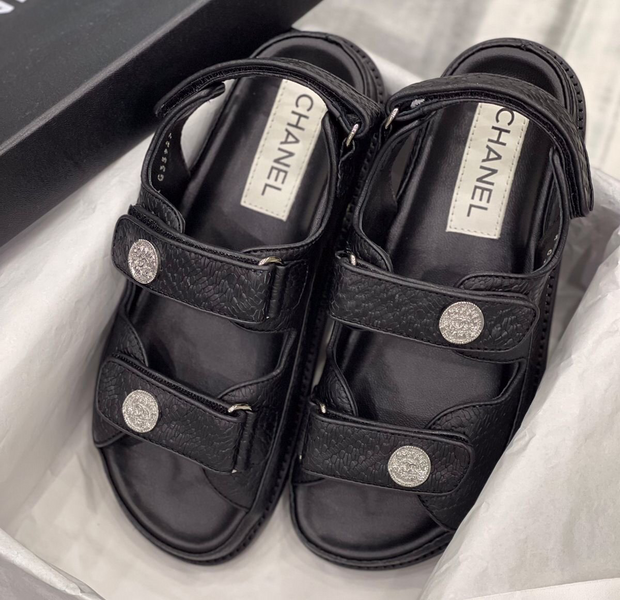 Сандалии Chanel женский кожа черный 66259