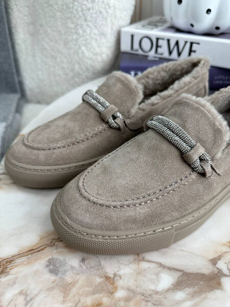 Лоферы Brunello Cucinelli женский овчина бежевый 39760-13