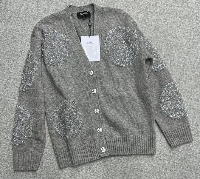 Кардиган Chanel женский вязаная ткань графитовый 135205