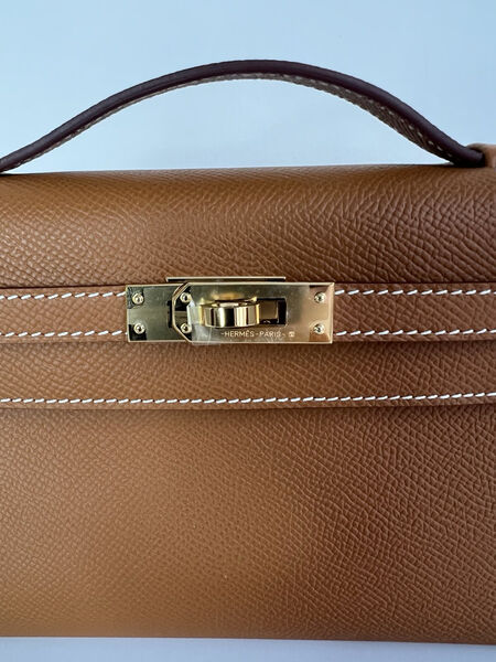 Сумка Hermèskelly 20 Pochette женский кожа бежевый 138064-4