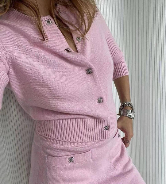 Кардиган Chanel женский вязаная ткань розовый 169209-2
