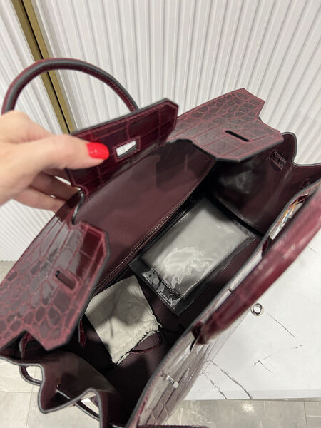 Сумка Hermès Birkin 35 ручная работа женский кожа бордовый 98480-5