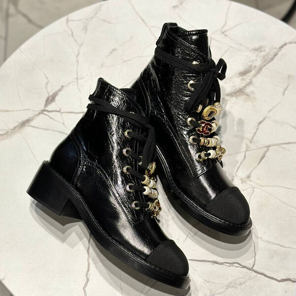 Ботинки Chanel женский кожа черный 159619-4