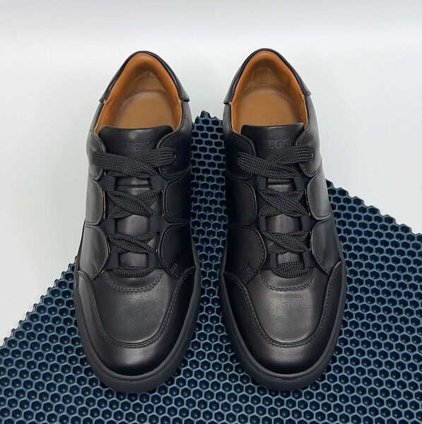 Мужские кеды Zegna мужской кожа черный 131532-3