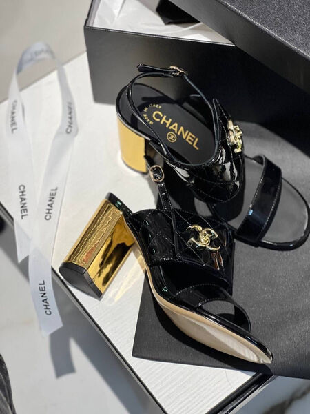 Босоножки Chanel женский кожа черный 106736-4