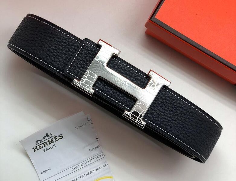 Мужской ремень Hermès мужской кожа черный 52480