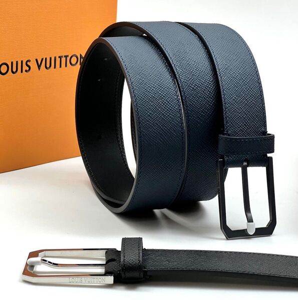 Мужской ремень Louis Vuitton мужской кожа черный 52972