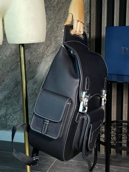 Мужской рюкзак Christian Dior мужской кожа черный 143624-3