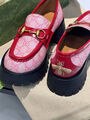 Лоферы Gucci женский текстиль розовый 104903-2