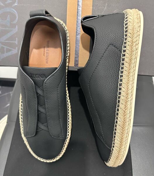 Мужские кеды Zegna мужской кожа черный 191384