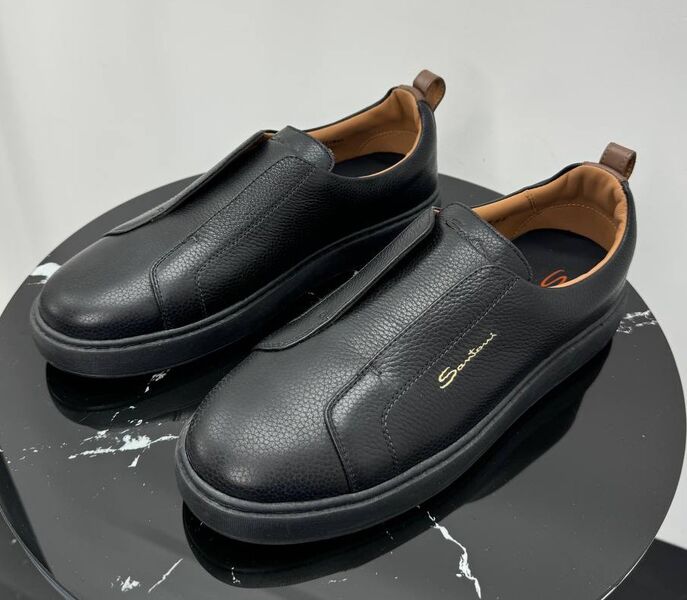 Мужские кеды Santoni мужской кожа черный 191896