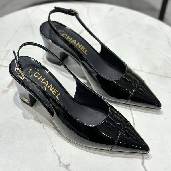 Туфли Chanel женский кожа черный 146186-2
