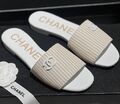Шлепки Chanel женский текстиль бежевый 151159-1