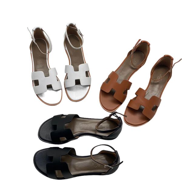 Сандалии Hermès женский кожа черный 66593-2
