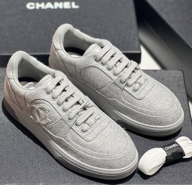 Кеды Chanel женский текстиль графитовый 198392