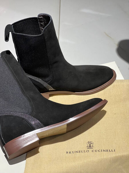 Ботинки Brunello Cucinelli женский замша черный 128239-3