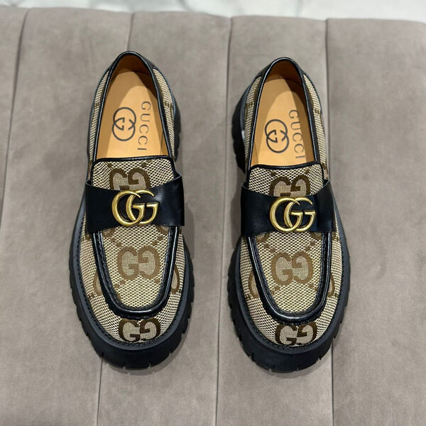 Лоферы Gucci женский текстиль бежевый 109738-2
