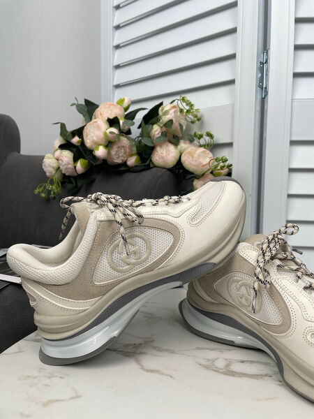 Кроссовки Gucci Run женский кожа белый 138968-6