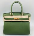 Сумка Hermès Birkin 30 ручная работа женский кожа swift зеленый 75350