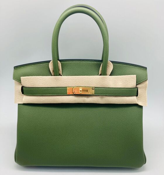 Сумка Hermès Birkin 30 ручная работа женский кожа болотный 75350