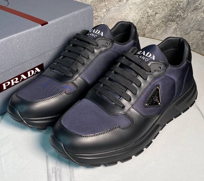Мужские кроссовки Prada мужской кожа синий 171167