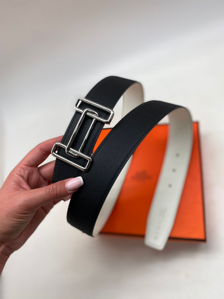 Мужской ремень двусторонний Hermès мужской кожа белый 53322-2